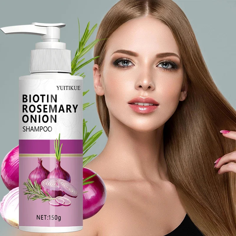 Biotin Rosemary Onion Shampoo, strengthens hair roots, moisturizes, and thickens hair care