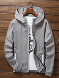 Men's Premium Lightweight Hooded Windbreaker, Quick-Dry Full-Zip Casual Jacket with Zipper Pockets for Street & Outdoor Wear