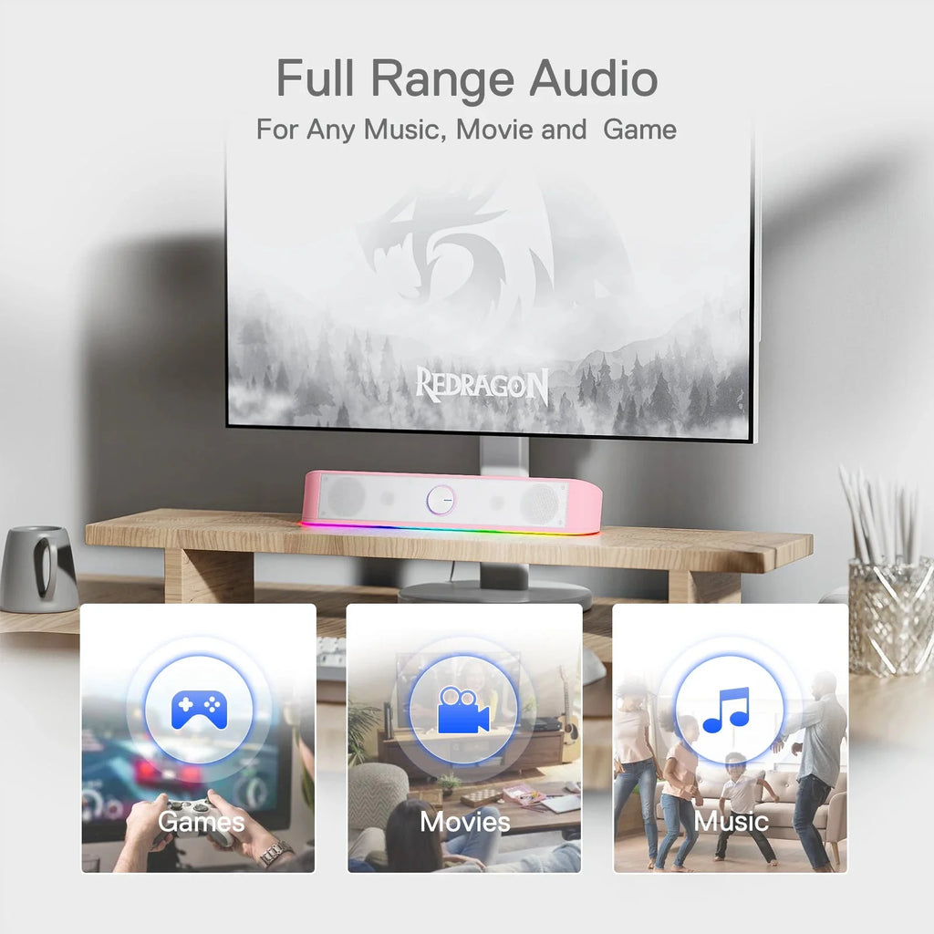 Redragon GS560 Adiemus RGB Desktop Soundbar - 2.0 Channel USB-Powered Gaming Speaker