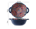 Bohemian Style Ceramic Soup Bowl with Handle Microwave Safe Embossed Design Great for serving soups salads ramen noodles