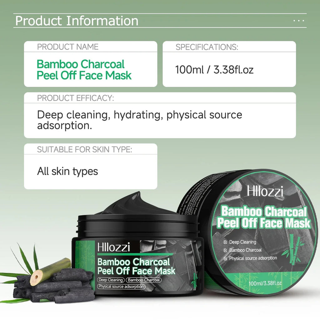 100ml/3.38fl.oz Bamboo Charcoal Peel Off Face Mask - Deep Cleansing, Purifying, Pore Refining, Unisex Care