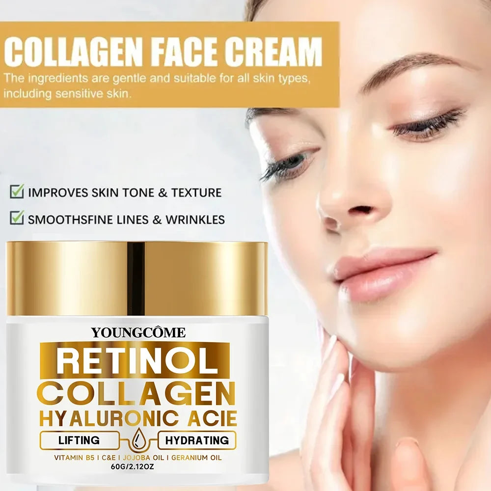 Retinol Face Cream Moisturizing Wrinkle Remover Collagen Hyaluronic Acid Creams Skin Care Cosmetic for Women&Men