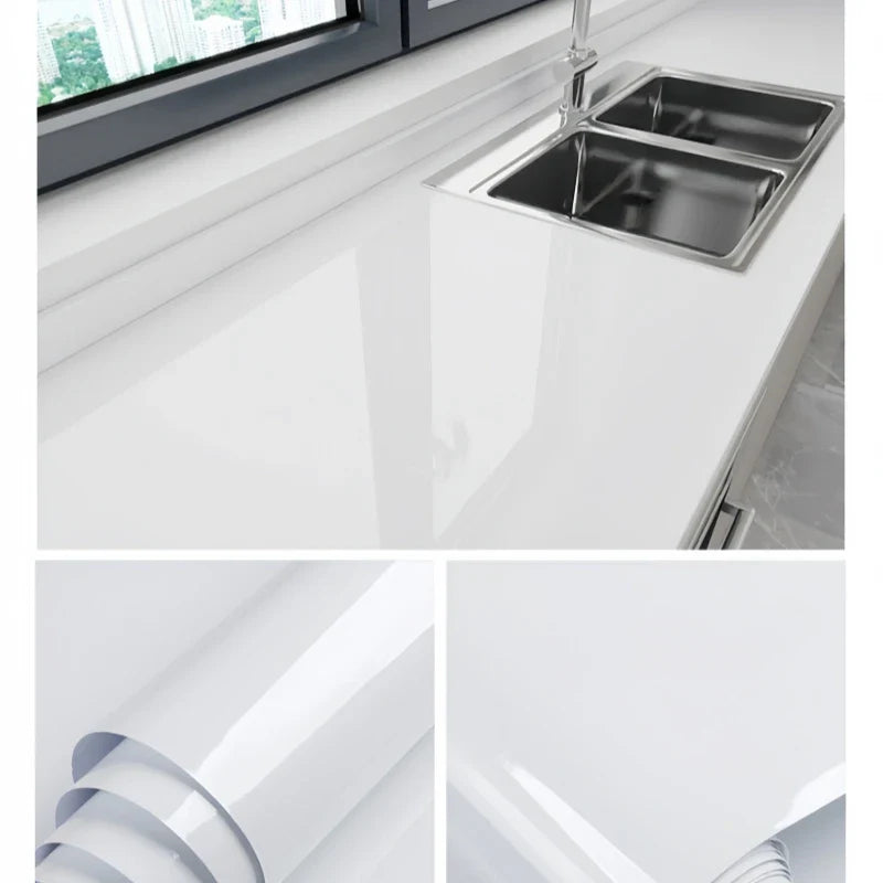 Kitchen countertop White Self-adhesive Wall Wallpaper Self Adhesive Autohesion Wallpapers Home Decor Waterproof Cabinet Sticker