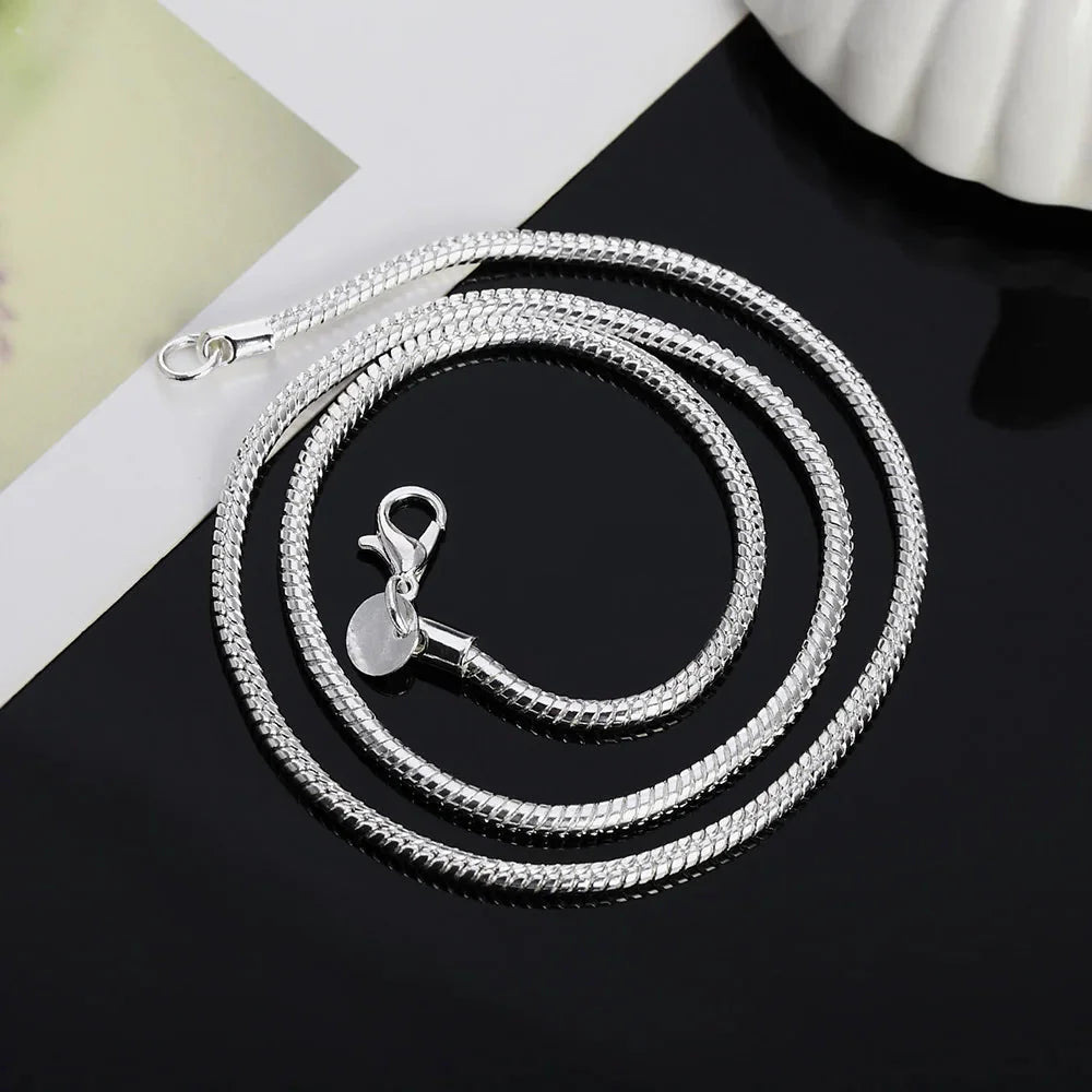 Silver Color Solid Snake Chain Necklace Fashion Jewelry For Pendant