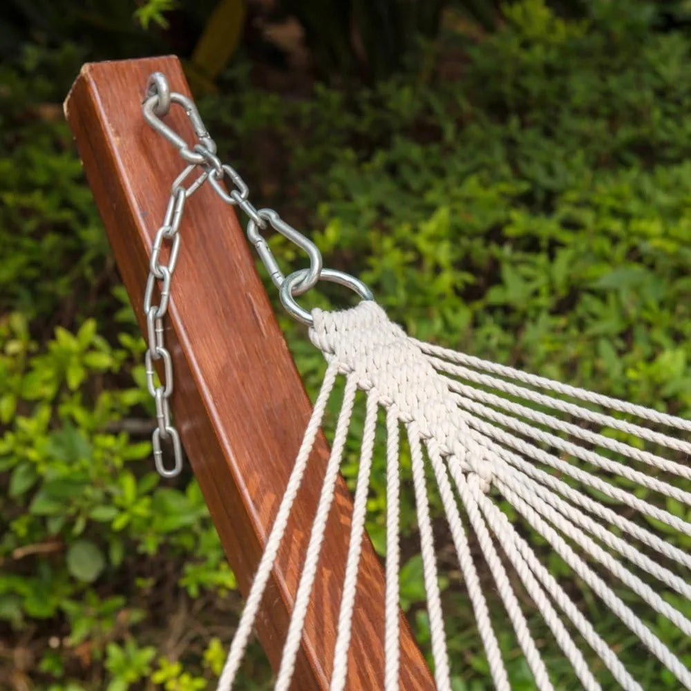 Outdoor Rope Hammock With Spreader Bar And Durable Straps