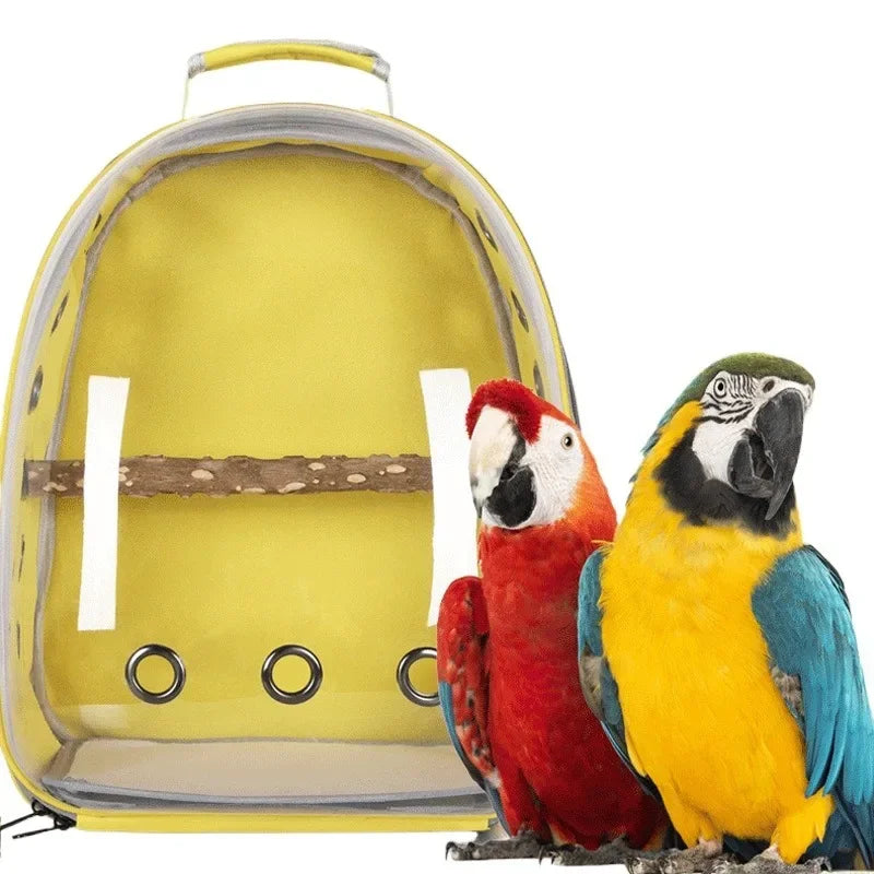 Bird Traval Carrier Cage Clear Backpack to Carry Parakeet Cockatiel Parrot with Metal Tray Wood Perch parrot cage bird nest