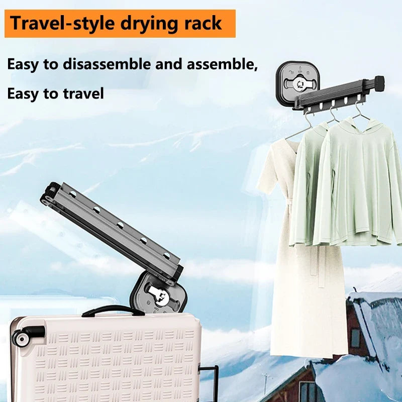 Folding Clothes Hanger Indoor Retractable Cloth Drying Rack Space Saving Home Laundry Clothesline Wall Mount Clothing Rack