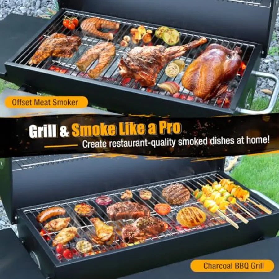 SHXI Charcoal BBQ Grill With Side Table For Backyard Grilling