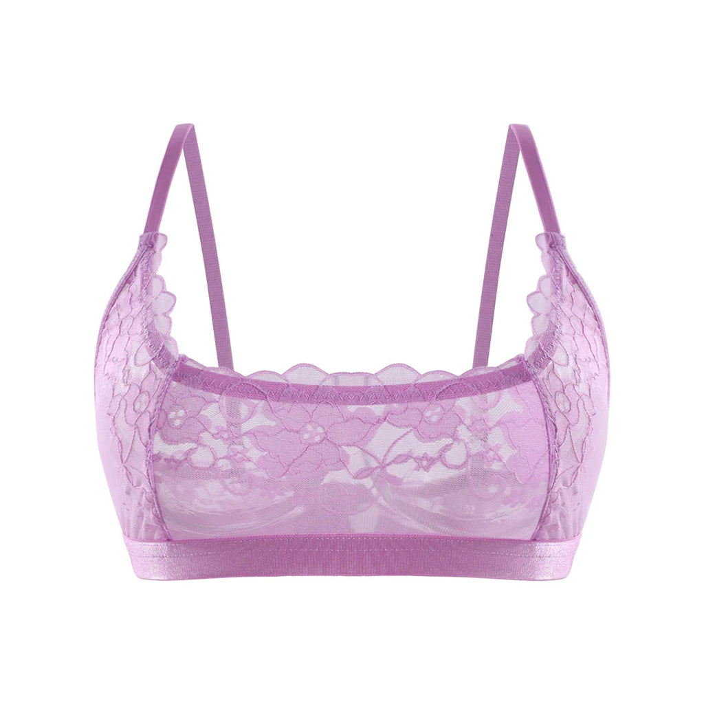 1pcs Fashion Style 2026 New Sheer Floral Lace Wire-Free No Pad Bra Underwear Unlined Brassiere Sexy Lingerie Elegant Women Bras