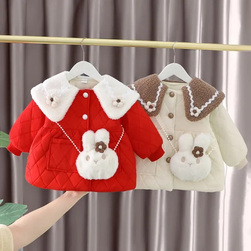 Ropa De Niño Child Clothing 2023 Winter Baby Clothes Korean Cute Girl Outer Cartoon Down Jacket  Plush Princess Girl Clothes 아우터