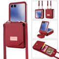 VIETAO Girls' PU Leather Z Flip 7 Card Wallet Phone Case With Crossbody Strap Compatible With Galaxy Z Flip 7 Flip6 Flip5 z4 z3