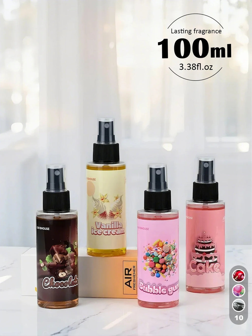 100ml/3.38oz 10 scents air freshener, quickly eliminate odors, long lasting fragrance, air fresh, suitable for home, car, gifts