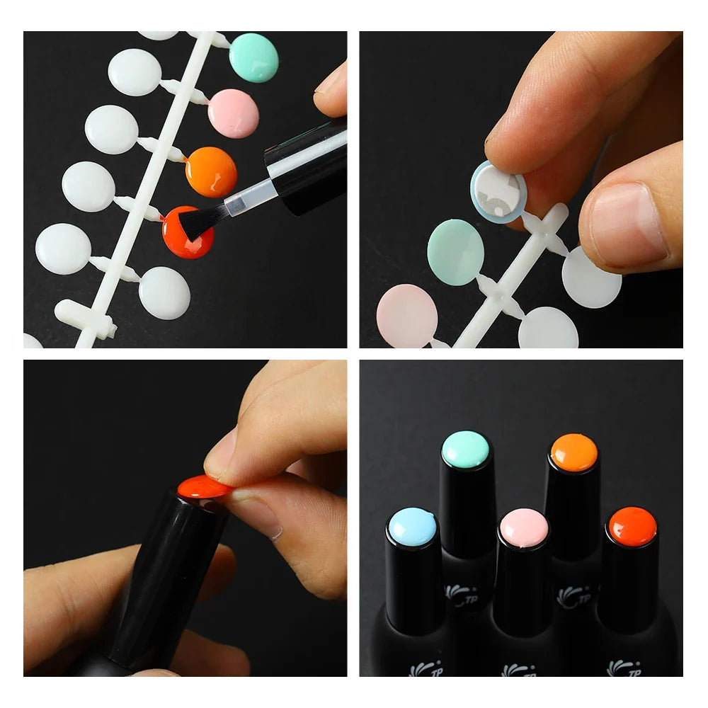 TP 120pcs Nail Polish Display Table With Stickers Polka Dot Color Card Nail Display Board Clear/Nature Color Card Nail Art Tools
