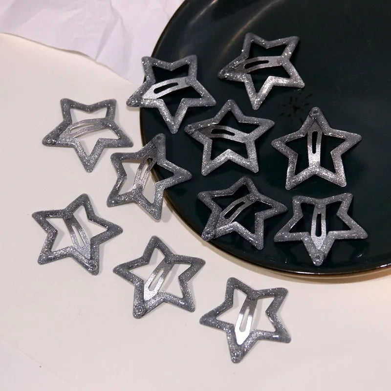 10/25/50/100pcs Y2K Silver Star Hair Clips High Quality Star Hair Clip Metal Clip Silver Pentagram Bb Clip Hair Accessory
