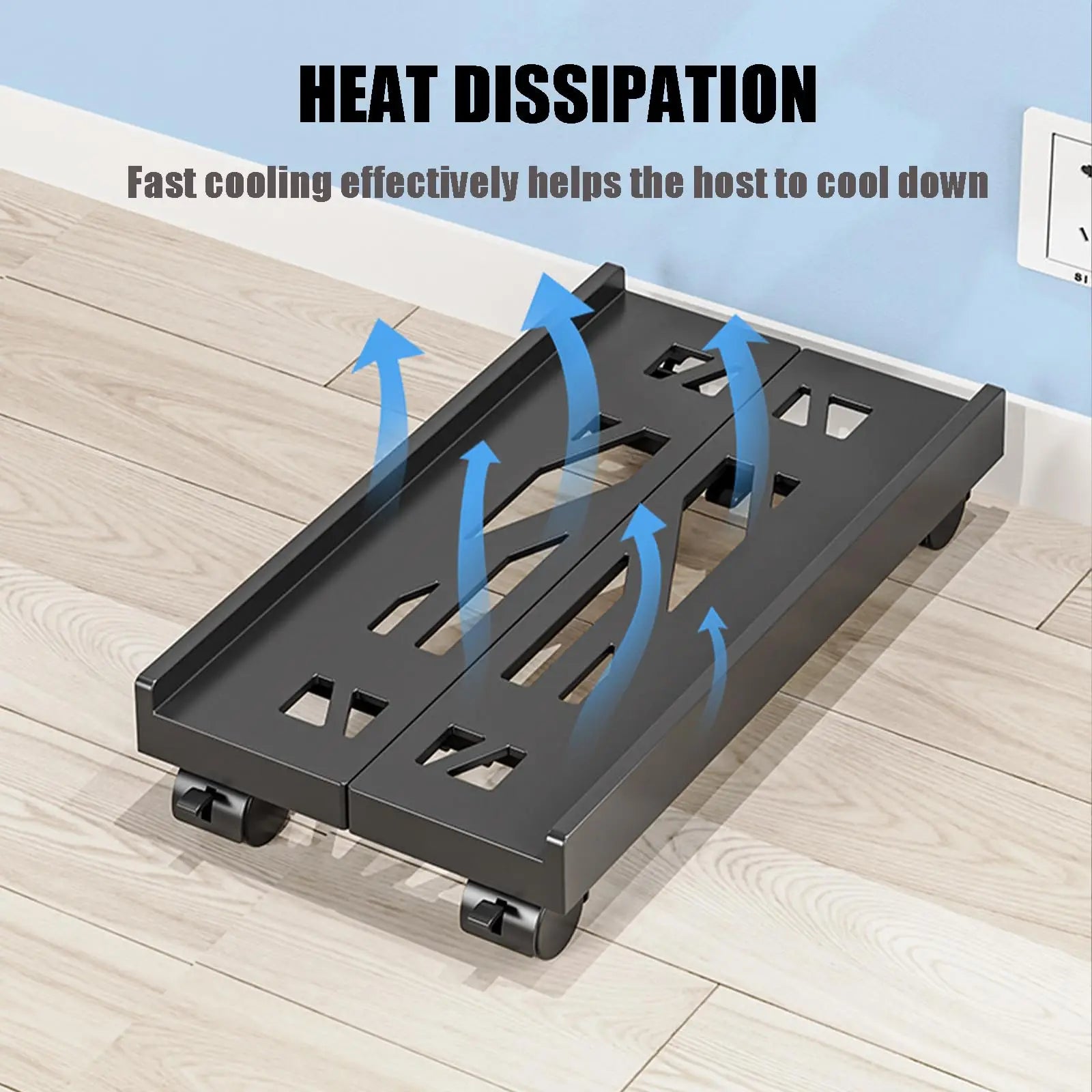 Ventilated Computer Tower Stand PC Tower Stand with 4 Caster Wheels Fits Most PC, Under Desk CPU Holder PC Floor Cart PC Riser