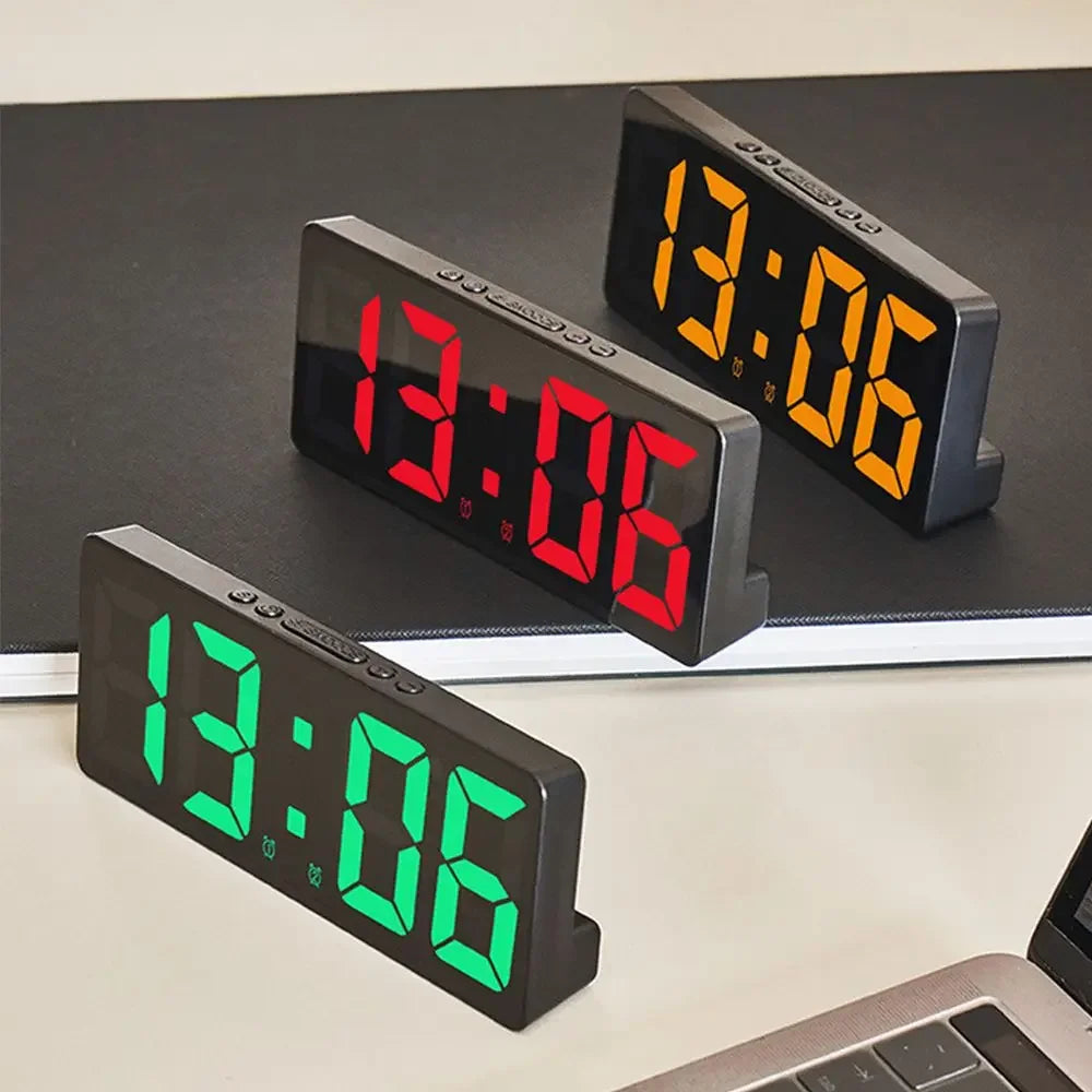 Multifunctional LED Number Clock Color Nightlight Temperature Calendar Alarm Large Digital Electronic Backlight Home Decor