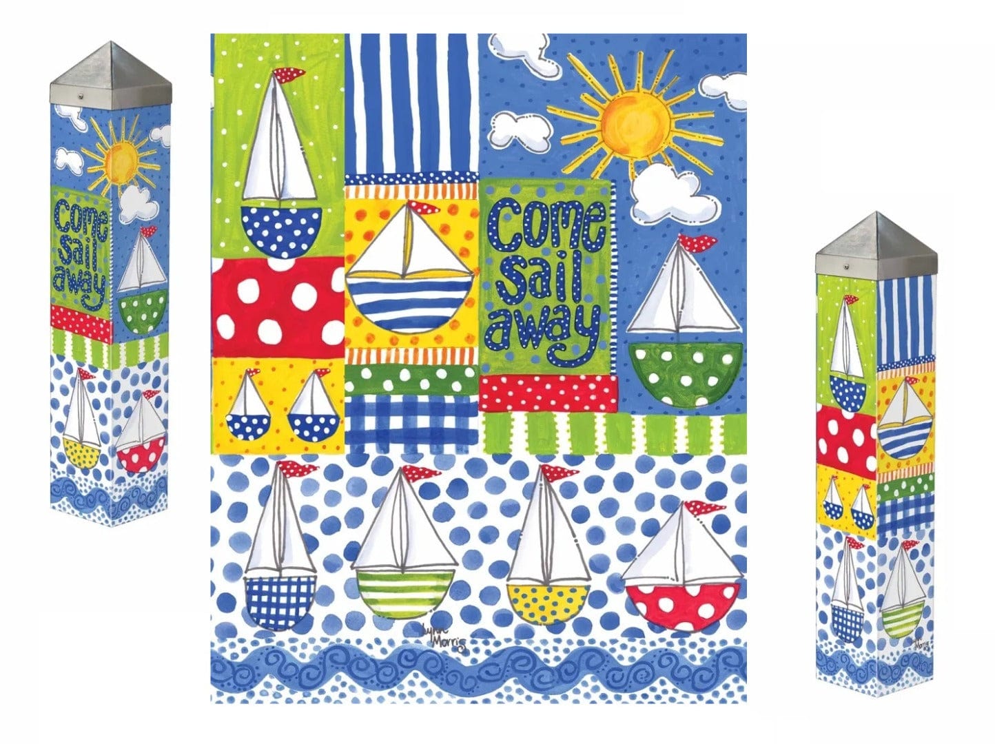 Sail Away Art Pole 20 Inches Tall Painted Peace Summer