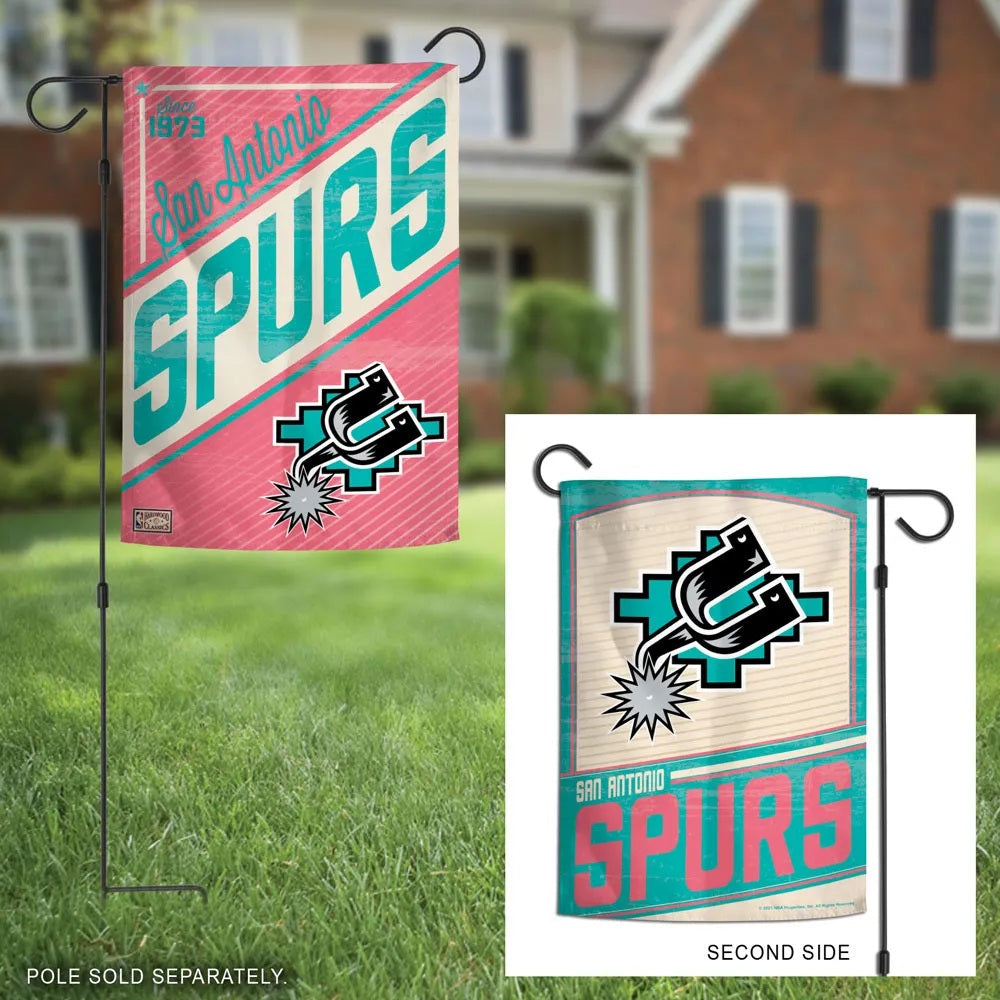 San Antonio Spurs Retro Logo Garden Flag 2 Sided 12x18 NBA Basketball