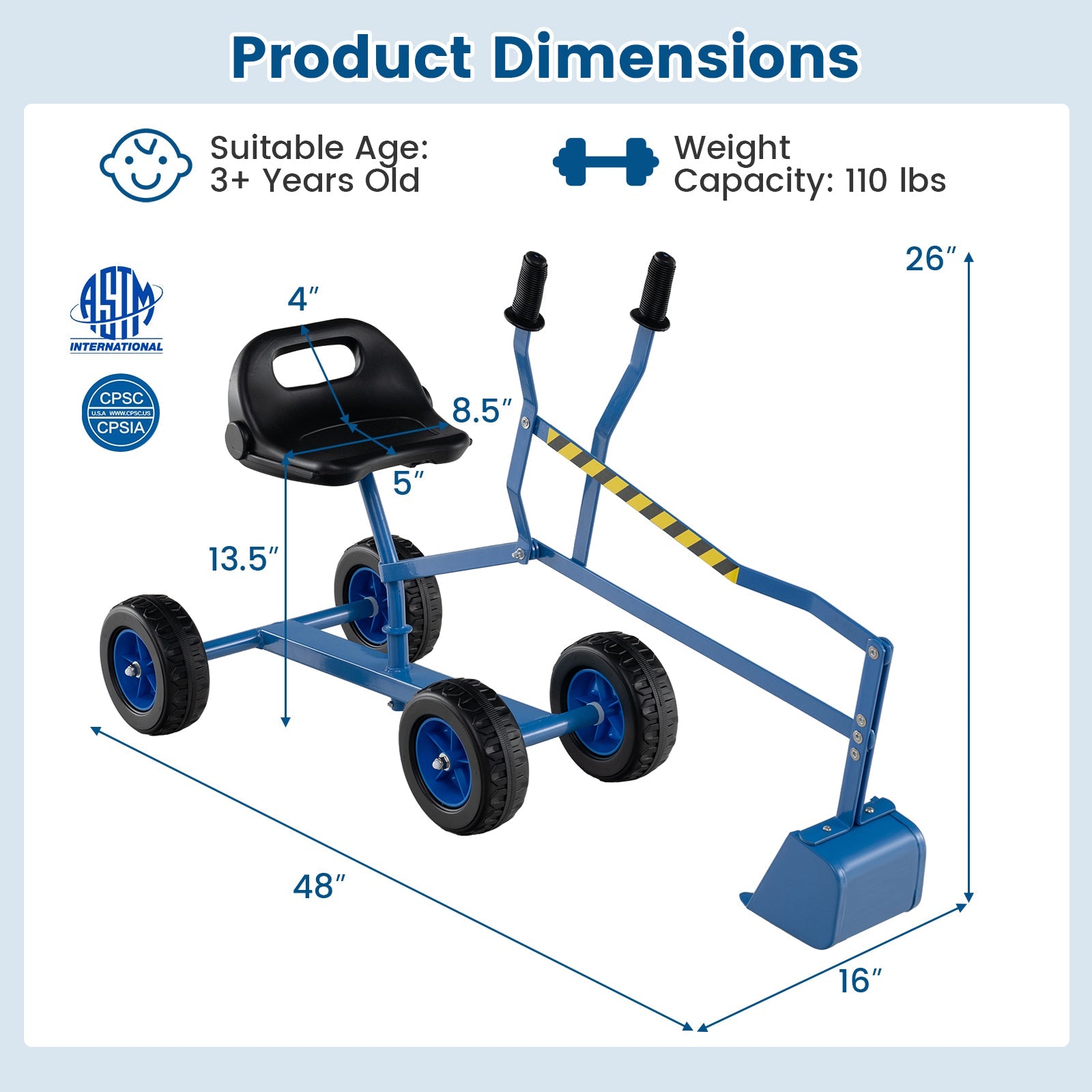 Sand Digger for Kids with 2-Handed Controls and Flexible Shovel