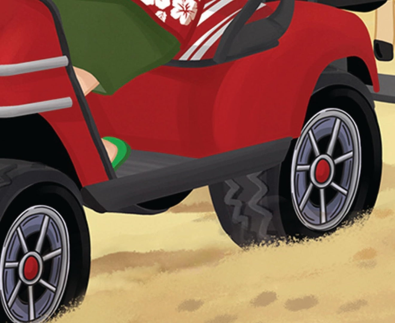 Santa Golf Cart Garden Flag 2 Sided