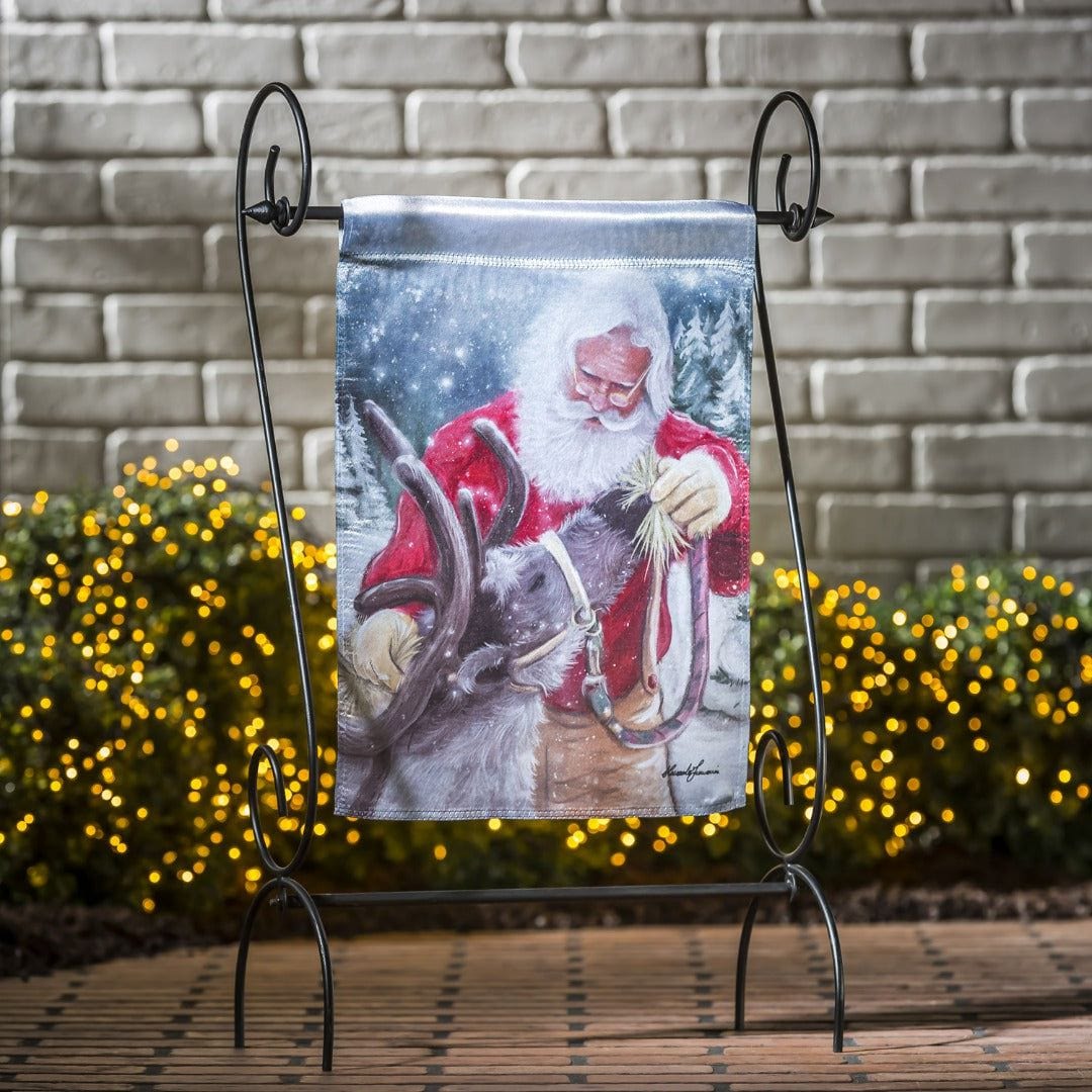 Santa and his Reindeer Christmas Garden Flag 2 Sided