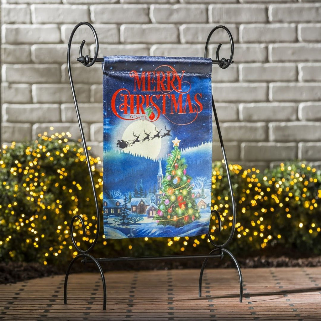 Santa's Sleigh Christmas Garden Flag 2 Sided Lustre