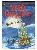 Santa's Sleigh Christmas Garden Flag 2 Sided Lustre