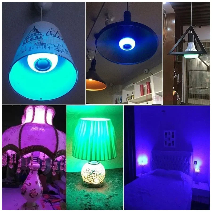 E27 Bluetooth Speaker Music Bulb RGB Lights Bulb 12W 85-265V with Remote Control For Live Room Bedroom Home Decor Lighting