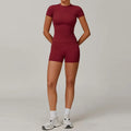 New Yoga Set Two Piece Women Short Sleeve Top with High Waist Leggings Seamless Workout Clothes Patchwork Sport Fitness Gym Sets