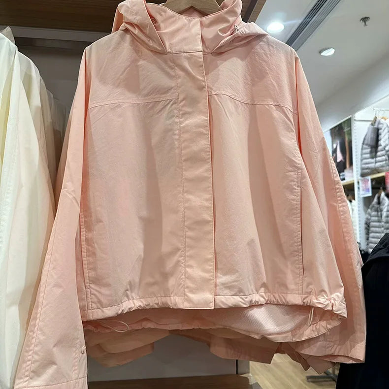 2026 Autumn Women Windproof Jacket Coat Fashion Hooded Stand Collar Thin Jacket Femme Casaco Abrigo Streetwear