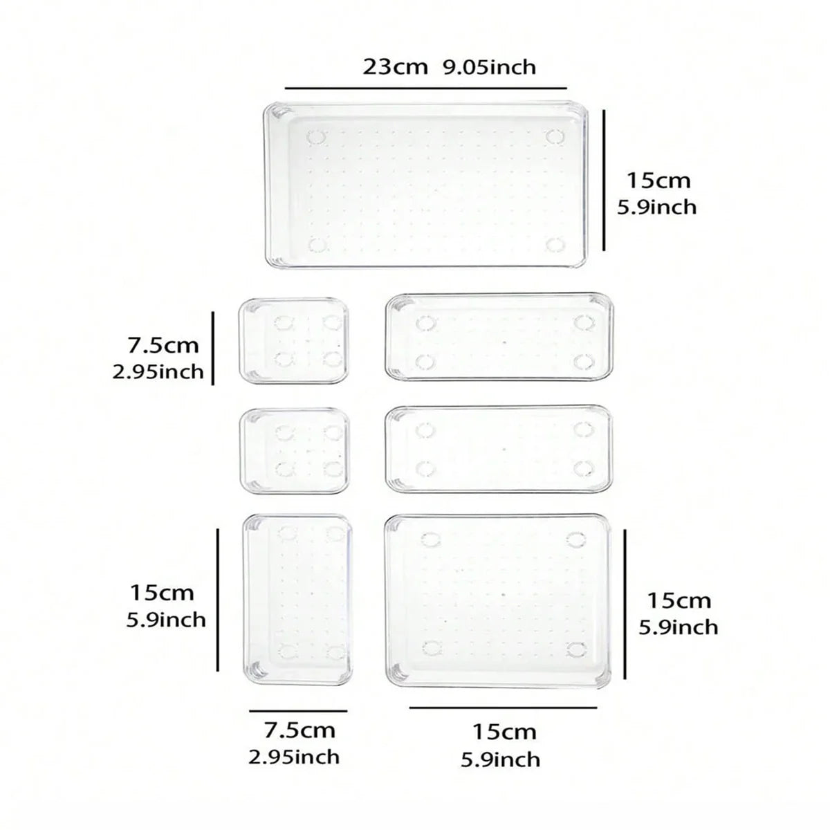 7pc Desk Drawer Organizers Set Plastic Bathroom Storage Makeup Organizer Clear Transparent Storage Box Drawer Organizer