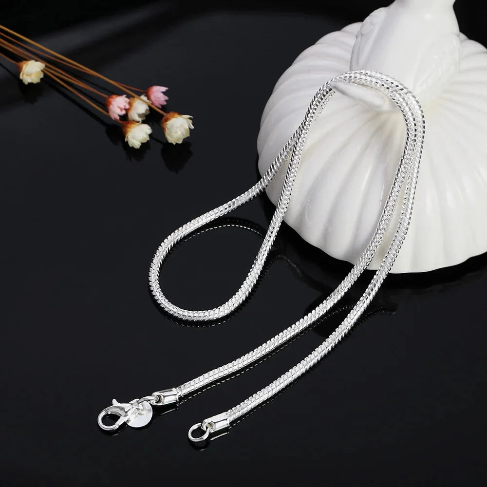 Silver Color Solid Snake Chain Necklace Fashion Jewelry For Pendant