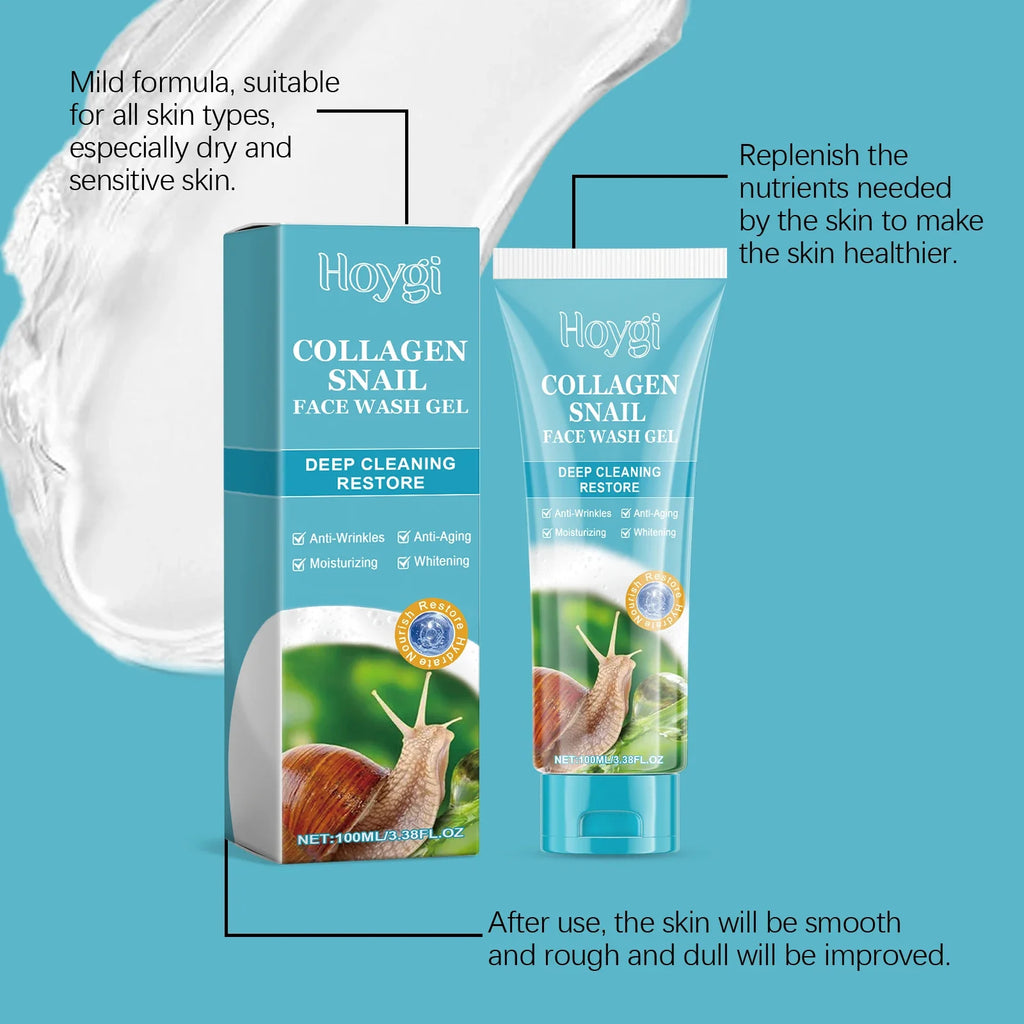 Collagen Snail Cleansing Gel Gentle Exfoliating Cleanser Shrink Pores Repair Moisturizing Cleanser Facial Skin Care Cleanser