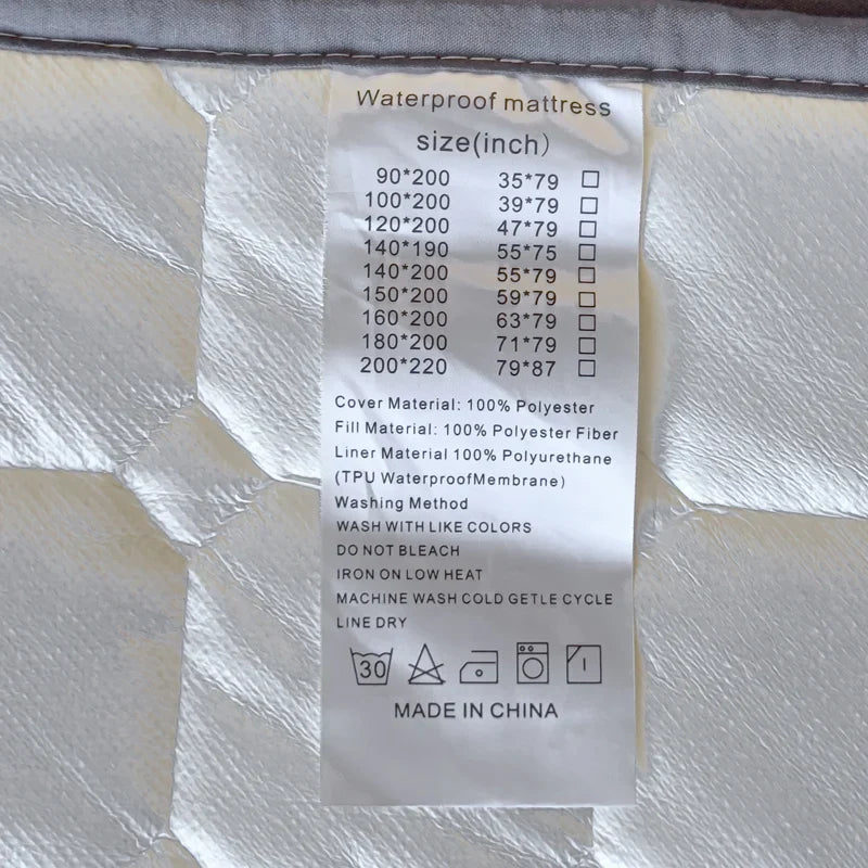 Waterproof Quilted Mattress Protector Cover Thickened Breathable Mattress Topper for Single or Double Bed