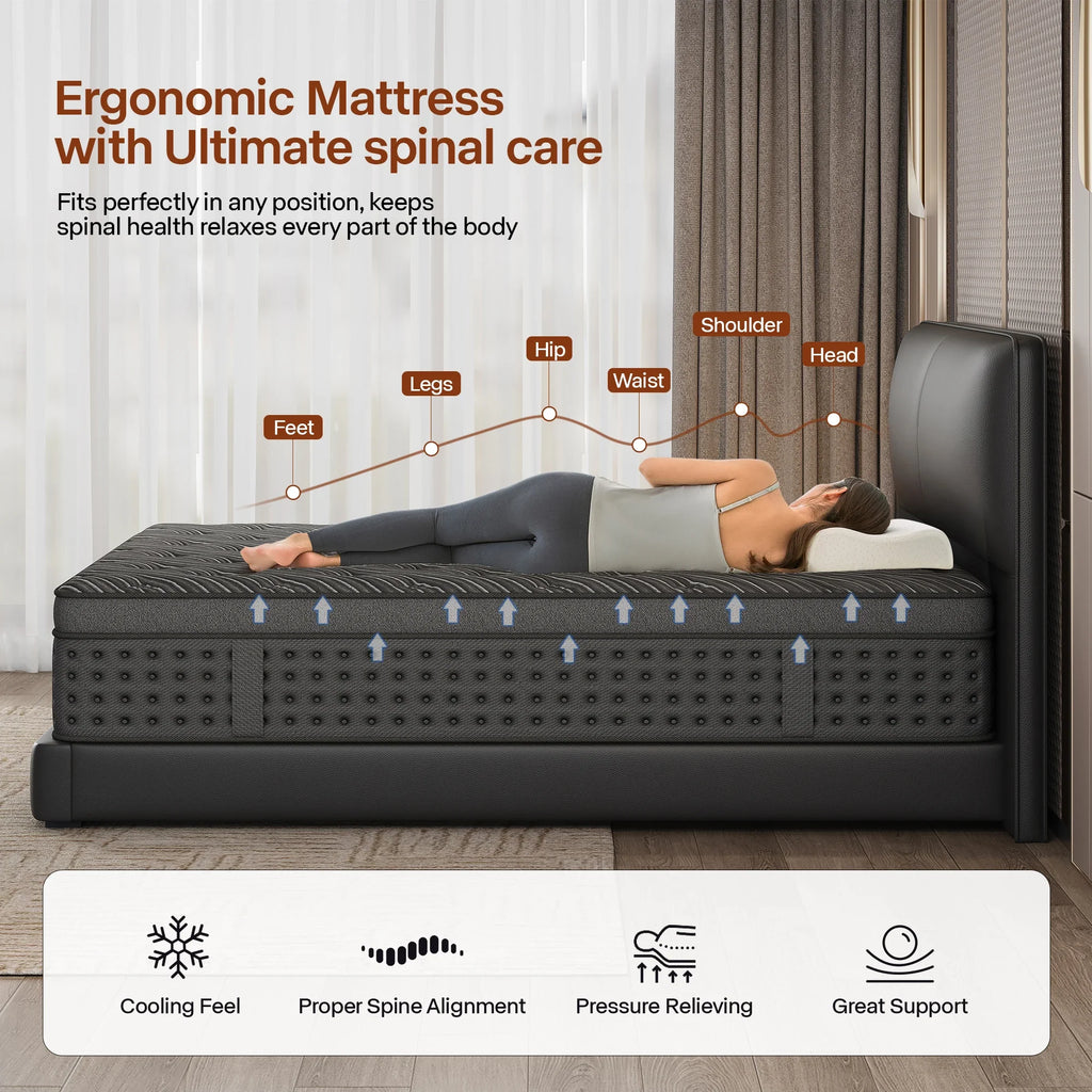 LayRoad Memory Foam Spring Mattress Boxed With Medium Firmness