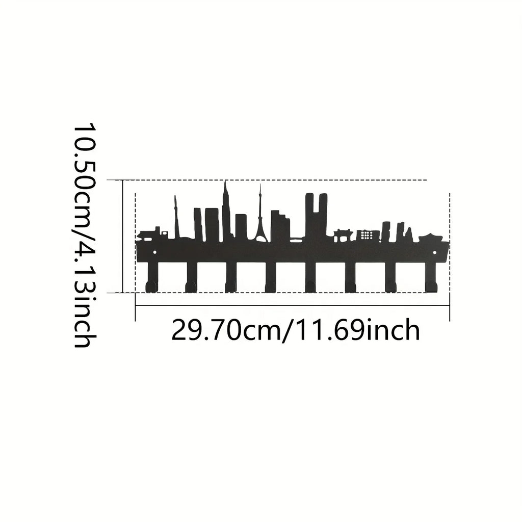 CIFBUY Key Holder Wall Mounted Key Hooks For Wall Decorative With 5 Hooks Black Metal Key Organizer Rack Hanger Iron Art Artwork