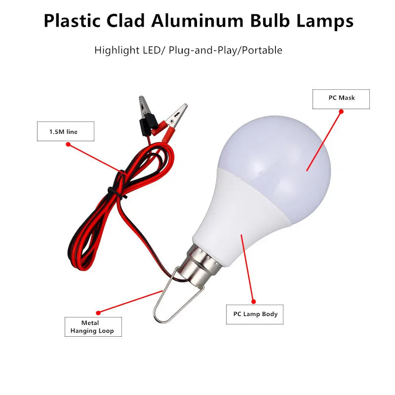 Led Bulb DC 12V 12V-85V 3W 5W 9W 12W 15W 18W With 1.2m Wire Led Lamp 6000K Light Lamp For Home Decoration Led Lamp Home Decor
