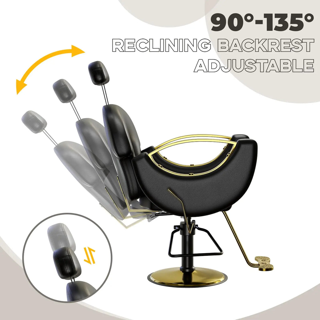 Commercial Barber Chair Reclining & 360° Swivel, Heavy Duty Hydraulic Salon Chair With Adjustable Height For Haircut Shampoo