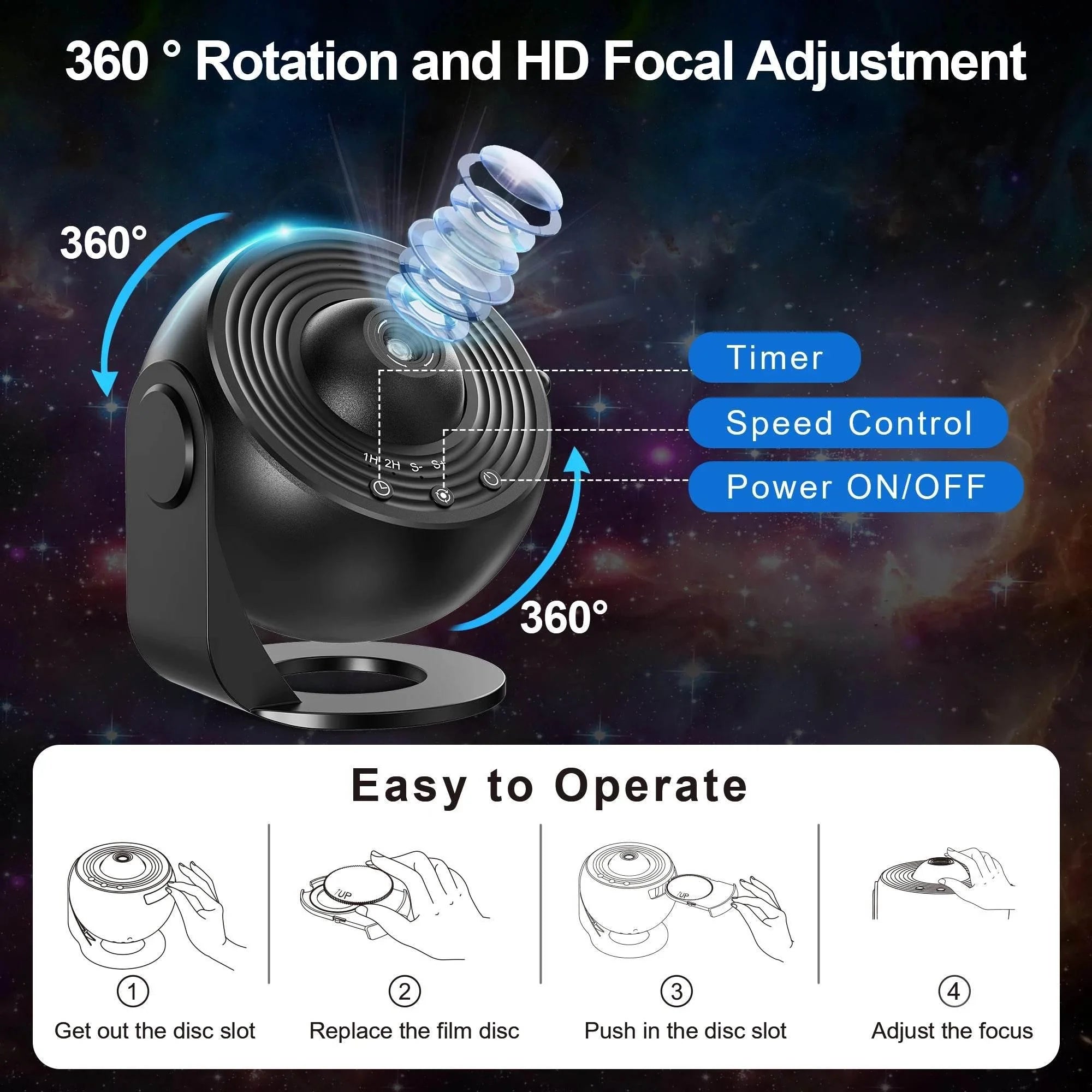 Star Projector 13 Planetarium Galaxys Projector With 360°Rotation