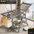 Folding clothes rack home movable balcony bedroom clothes rack clothes rod telescopic clothes rack