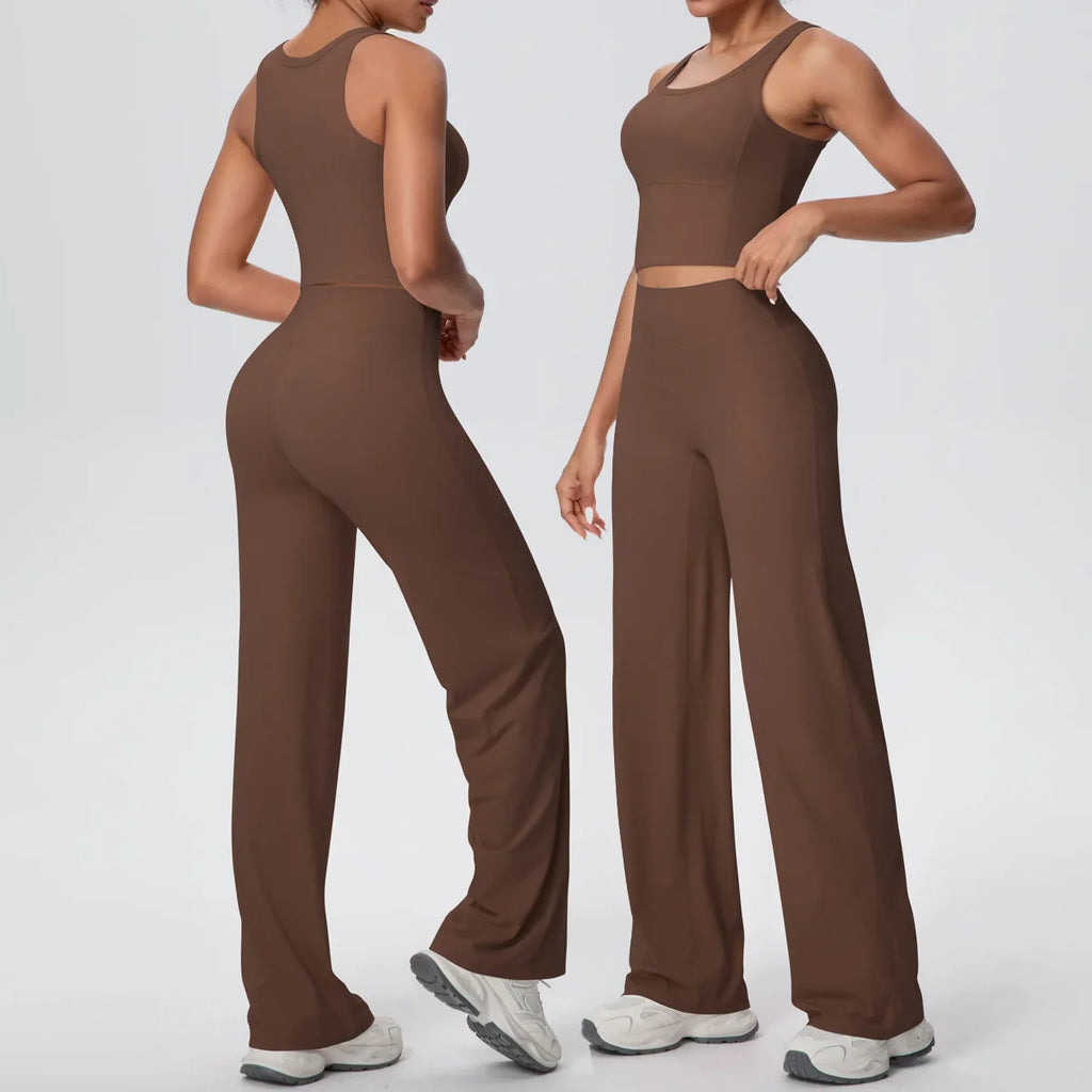 2PCS Yoga Set Women Tracksuit Nude Feeling Workout Sets Gym Clothes Push Up Fitness Running Sportswear Sport Straight tank suit