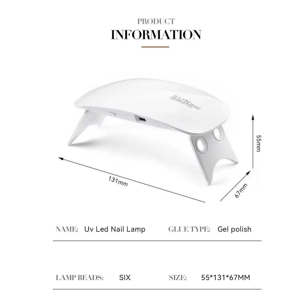 Mini UV LED Nail Lamp 6W for Curing Nail Gel Polish Portable Foldable 120s/60s Timing Manicure Dry Machine Nail Art Drying Tool