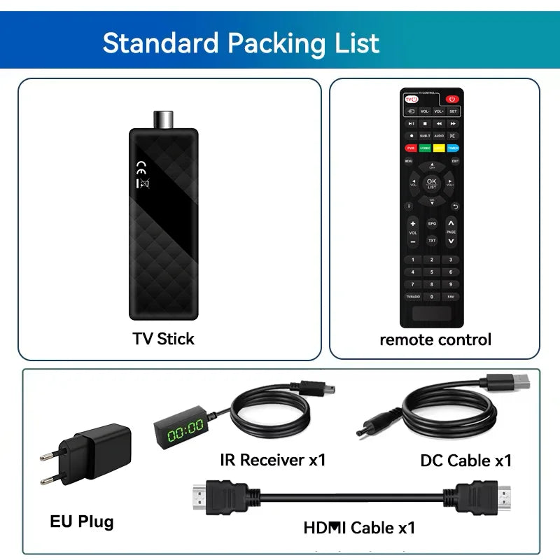 Dluxury New DVB T2 DVB C H.265 Digital TV Decoder HD Free TV Channels 7Days EPG TV Tuner TV STICK for Spain France Itlay ect