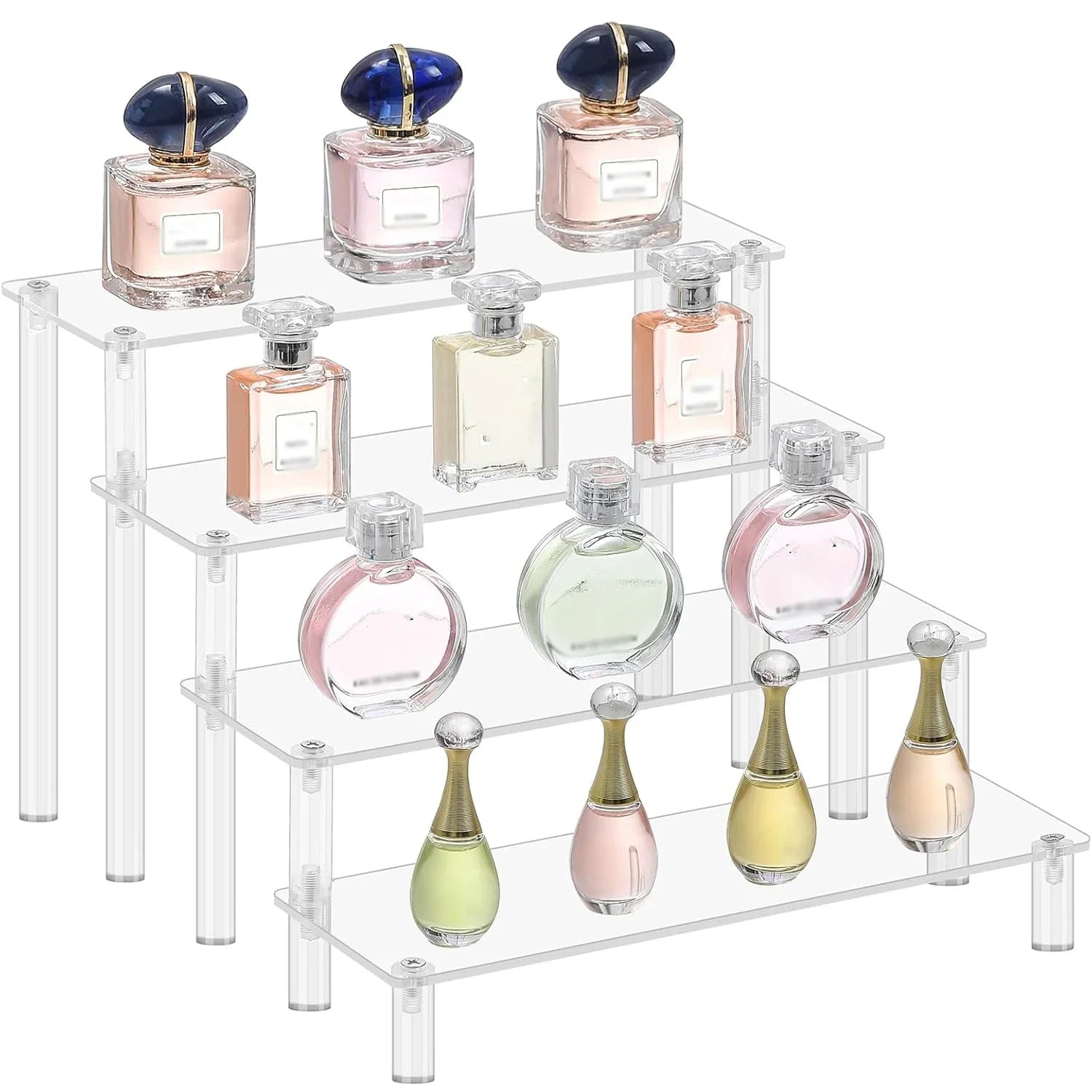 Transparent Acrylic Display Stand Pottery Storage Rack - Doll Clay Figurine Ladder Shelf for Makeup Organization Home Store