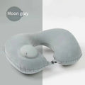 Portable Push-Inflatable U-Shaped Neck Pillow: Outdoor Travel Neck Support Pillow With 360° Free Rotation Contours To Neck Curve