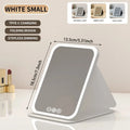 3 Colors Dimmable LED Makeup Mirror with Touch Screen Fold Cosmetic Makeup Mirror Rechargeable Tabletop for Travel & Home Use