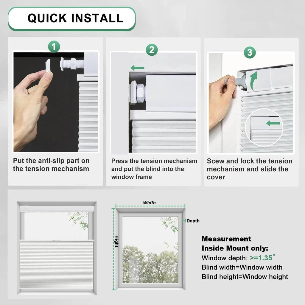 SnapFit Cordless Shades – No Drill, Instant Privacy & Light Control
