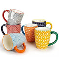 Ceramic Coffee Mug Set Bohemian Style 6 Pack