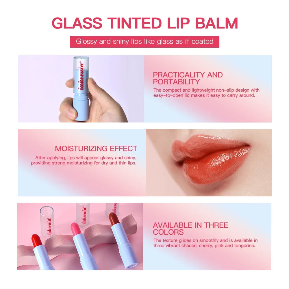 Glass Tinted Lip Balm Light Cherry Red Orange Glow Moisturizing Vegetarian Lip Balm With Bright Clear Color Korea Lip Cosmetics