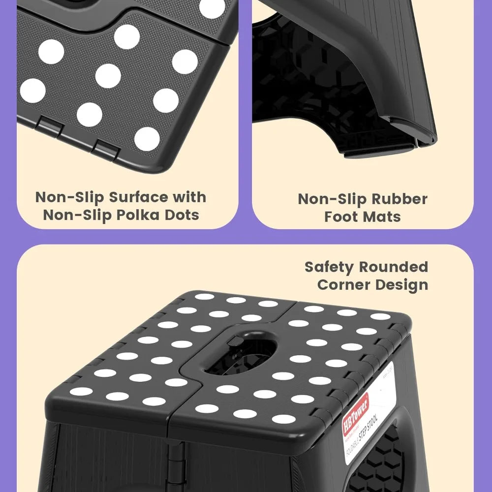 Sturdy Foldable Step Stool With Non Slip Surface And Handle